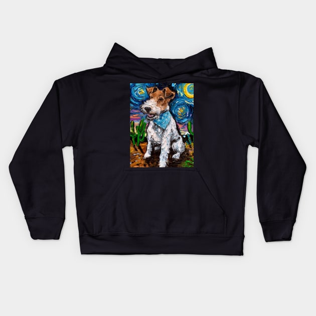 Wire Fox Terrier Night Kids Hoodie by sagittariusgallery